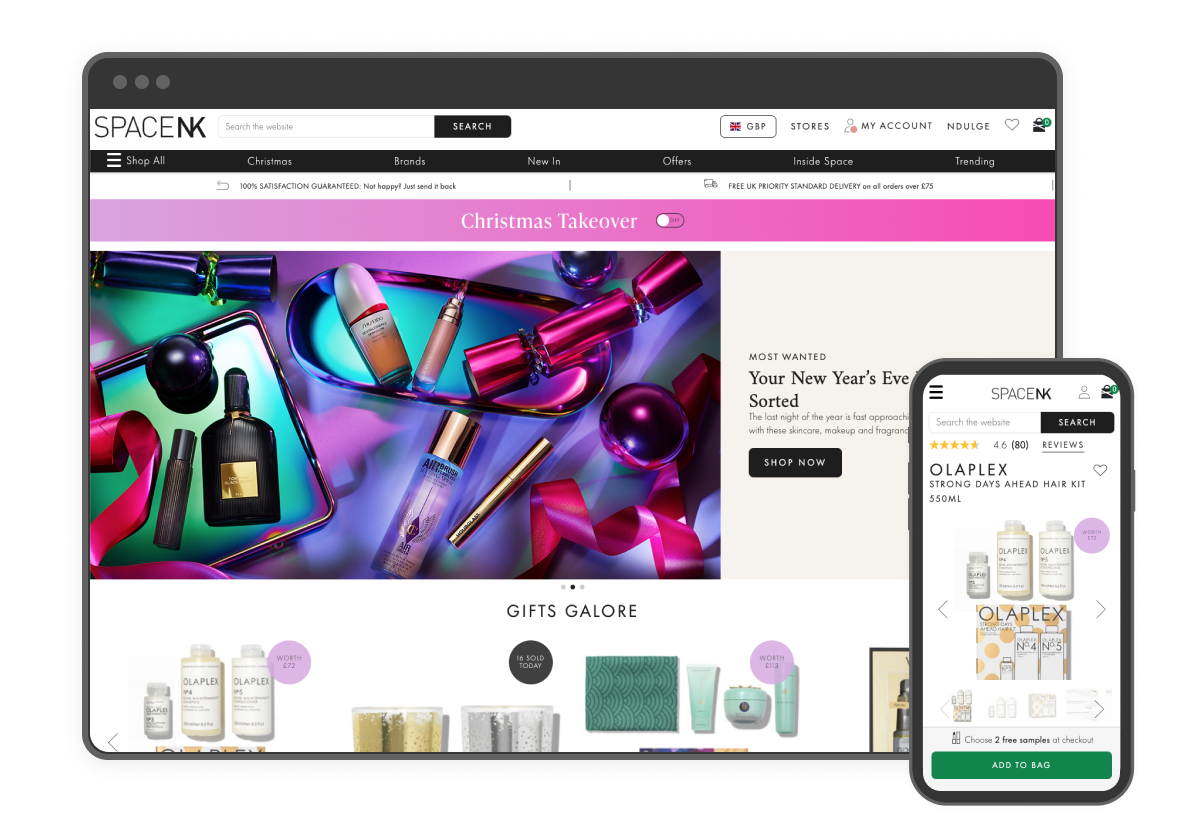 Space NK ecommerce website