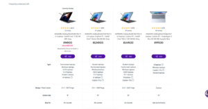 Currys product comparison tool