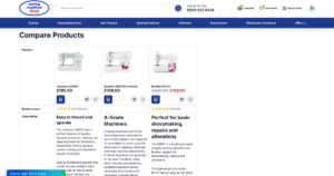 Sewing Machines Direct product comparison tool