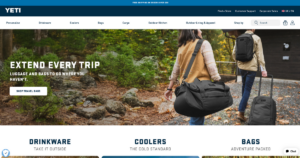 YETI website content